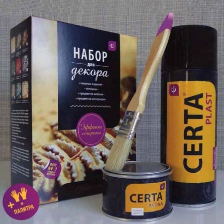 Plast decor set, Aerosol Plast Black, 0.52 l + patina copper, 0.03 kg