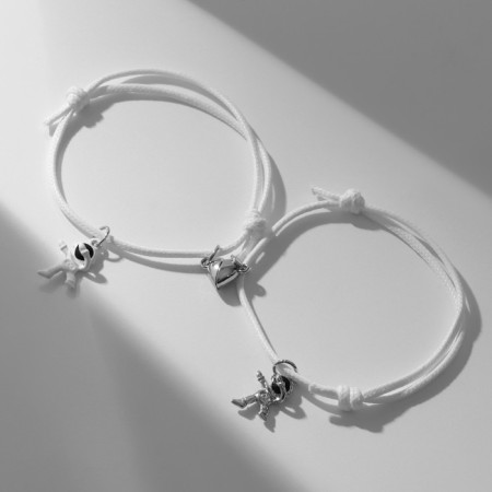Bracelets "Demetrons" on a magnet, astronauts with a heart, white color, 8 cm-1