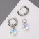 Earrings with the removable element "Transformer" Round Crystal, Rainbow color in silver