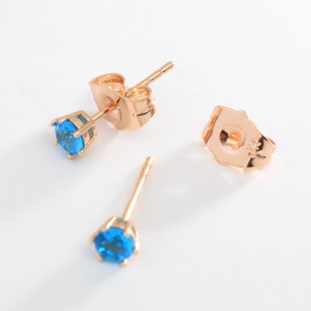 Earrings with rhinestones Xuping Cuts, will, blue color in pink gold-1