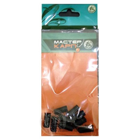 Carp tackle sleeve, silicone, bag, 10 pcs, black color