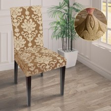 Czech on chair jacquard knitwear, color is light brown, 100% polyester