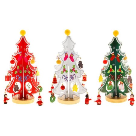 New Year's souvenir "Christmas tree on the stand", with a silver contour and star, Mix color