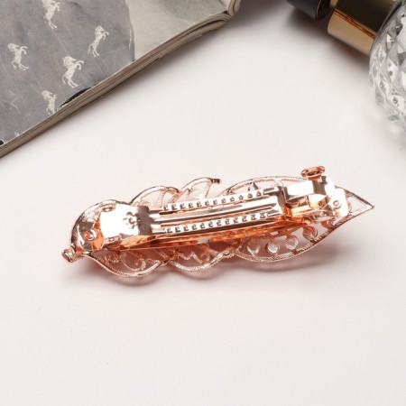 Halfish hair clip "Margaret" leaflet, 9 cm, gold-1