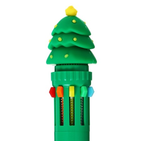 Automatic ballpoint handle 10 color, rod 0.7 mm, "New Year", mix-4