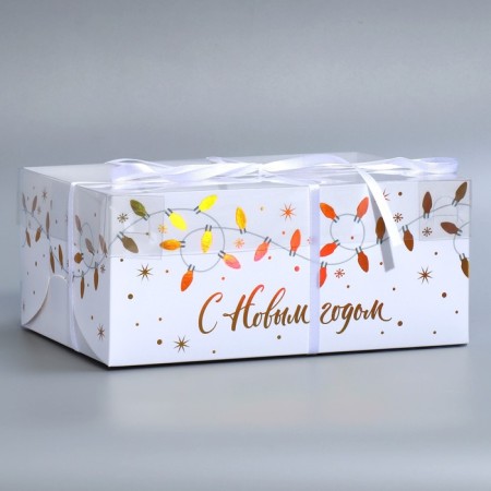 Capcake box "Happy New Year", holography, 23 x 16 x 10 cm, new year-4