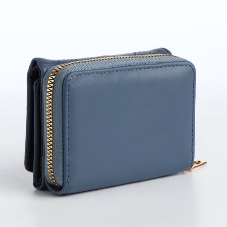 Women's wallet on the button, blue color-1
