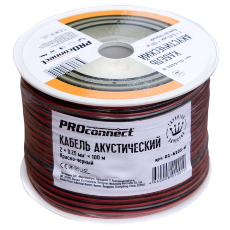Acoustic cable PROCONNECT ShVPM, 2 x 0.25 mm2, red-black, bay 100 m
