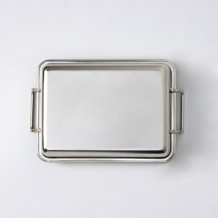 A stainless steel baking sheet is 15.5 × 11.5 × 3.5 cm, with handles, chrome color-2