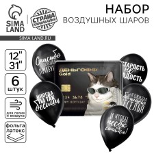 Букет из шаров «С приколами, Деньгофф», латекс, фольга, набор 6 шт.