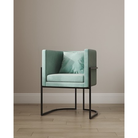 Armchair "Luna", 60 × 64 × 77 cm, color aquamarine, black frame
