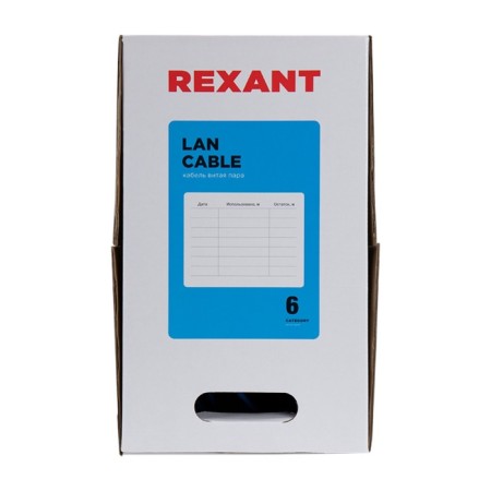 Bay cable twisted pair U/UTP, CAT 6, PVC, 23AWG, Indoor, Solid, Blue, 305 m, Rexant-4
