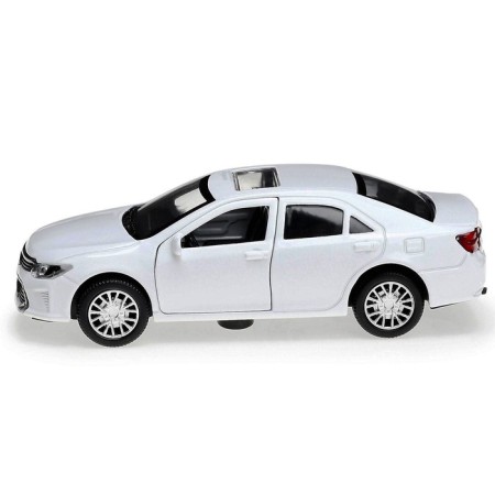 Metal machine Toyota Camry, 12 cm, doors open, inertial, white color-1