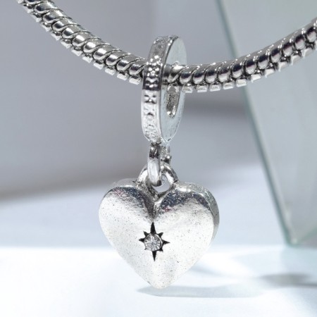 Suspension "Medallion" Heart, white color in silver-1