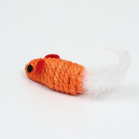 A toy for cats "Sizaley Mouse Malaya" with a fur tail, 5.5 cm, orange-2