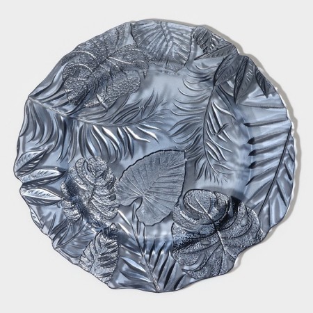 Black dining plate "Arabis", d = 28 cm, blue color-1
