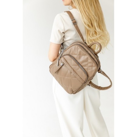 Women's backpack, eco -leather, ludor beige, 24x12x30 cm-3