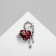 Brooch "Heart" Abstract, red color in silver