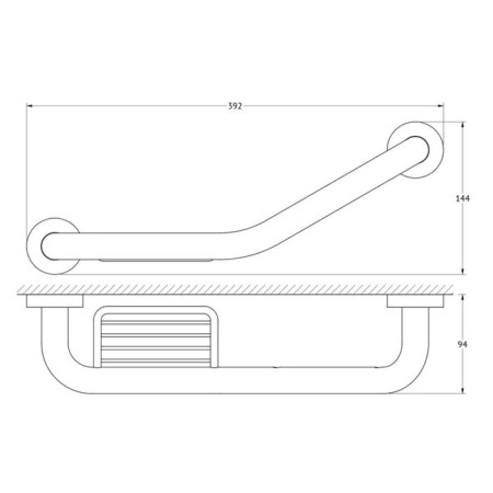 The handrail curved with the soapbard d = 25 mm x 39 cm, chrome, artwelle-1