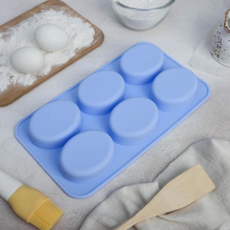 The form for baking is the “figure. Oval ", silicone, 28 × 16 × 2 cm, 6 cells, color mix-6
