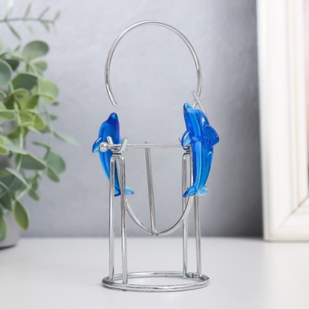 Dolphins pendulum one after another with a ring of 6.5 x 6.5 x 14 cm-2