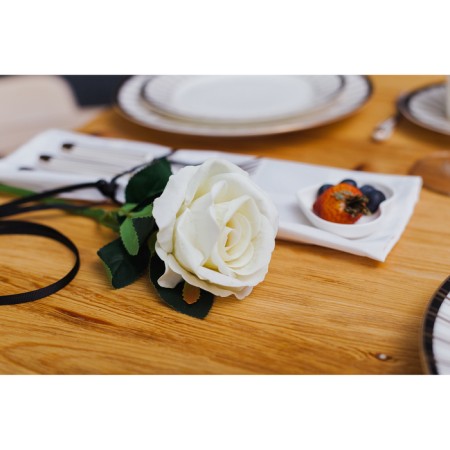 Artificial flowers "Venezuelan rose" 8x23 cm, white-2
