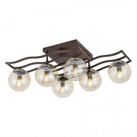 Ceiling chandelier Citilux "Breeze" CL106265, 67.5x33x23 cm, 6x60W, E14, brown color