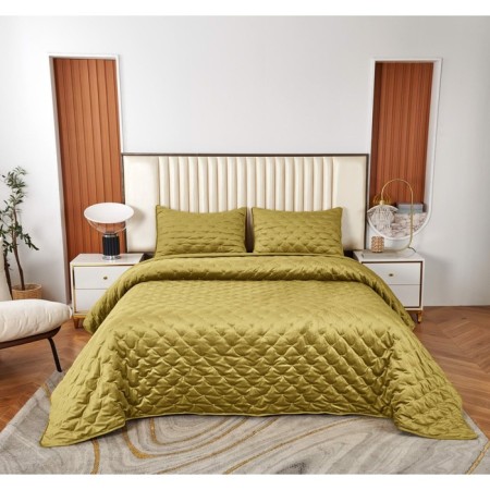 Kit: bedspread, pillowcase, size 240x260 cm, 50x70 cm - 2 pcs, mustard color