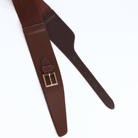 Women's belt, width 6 cm, buckle metal, brown color-4