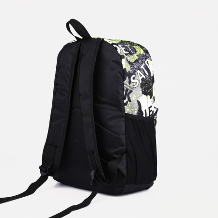 Youth backpack from textiles, 3 pockets, yellow/gray color-1