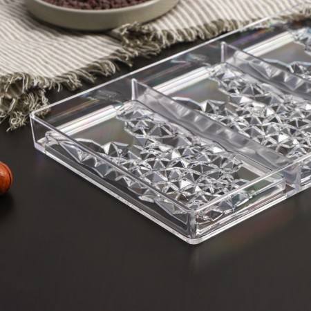 Form for chocolate and sweets Konfinetta "India", 3 cells, 27.5 × 17.5 × 2.5 cm, cell 15.3 × 7.5 × 0.8 cm-2