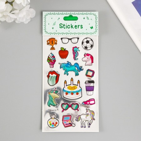 Plastic sticker "Unicorns and magic" mix 22x10 cm-6