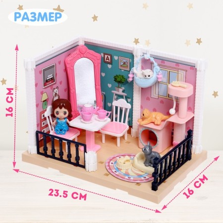 Toy "Cozy room", with a doll, cats, accessories-1