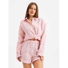 Комплект женский (рубашка, шорты) KAFTAN "Муслин: pink leopard" р. 48-50