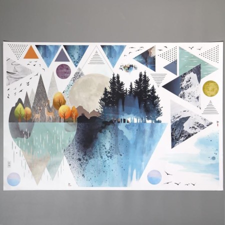 Interior plastic sticker "Nature and geometry" 30x90 cm set 2 sheets-2