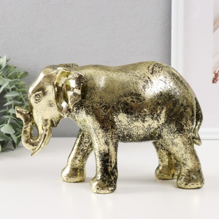 Souvenir Polystone "Golden Elephant" 16.5x23.5x9.5 cm