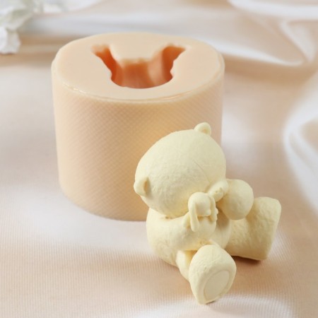 Silicone Mold "Bear with Hare" silicone 5.8x7x6.5 cm-1