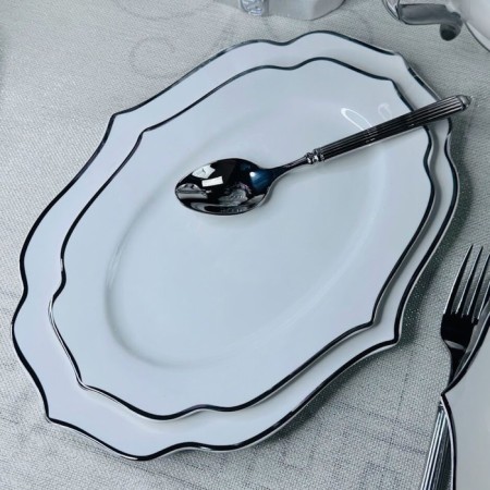 Set of dishes Lenardi Magnolia Silver, oval, length 30.5 cm, 2 pcs