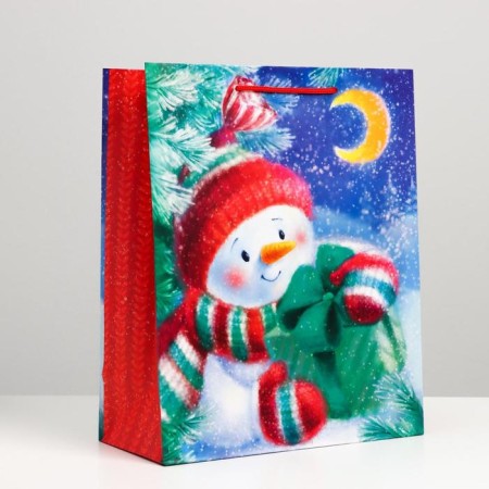 Gift package "Snowman with a gift", 26 x 32 x 12 cm
