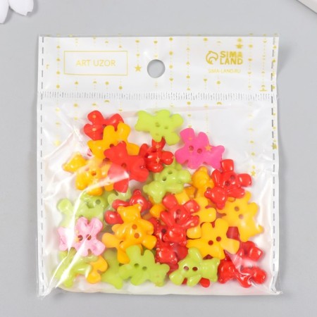 Buttons plastic for creativity 2 punctures "bears" set 36 pcs 1.6x1.9 cm-5