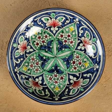 Plate of the Rishtan ceramics "Flowers", blue, deep, 20 cm mix-5