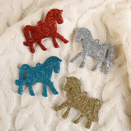 Christmas tree decoration "horses" (set 4 pcs) 6x5 cm mix
