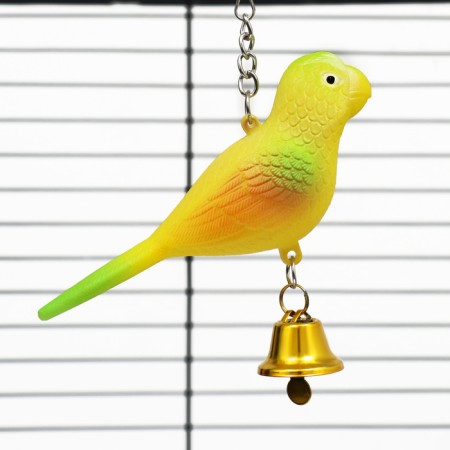 Toy for birds "Bird" with a bell, 11.9 x 3.4 x 12.5 cm, yellow-1