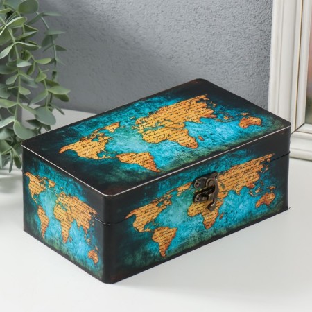 Casket wood "Map of the world. Letters" 20x12x8 cm