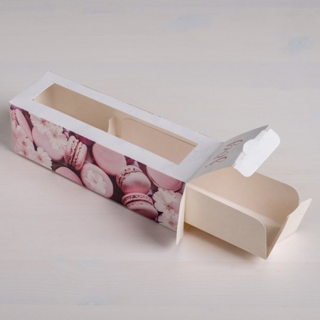 Makarun box, confectionery packaging "Sweet Time", 18 x 5.5 x 5.5 cm-1