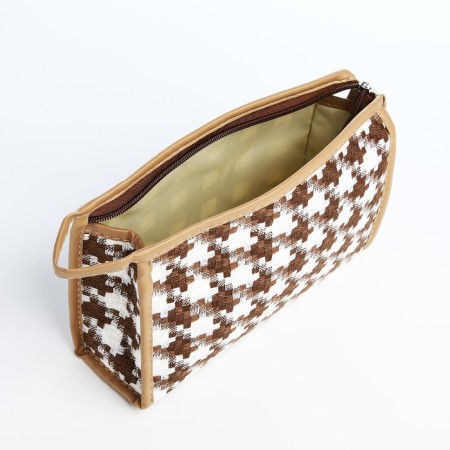 Lightning cosmetic bag, white/brown color-2