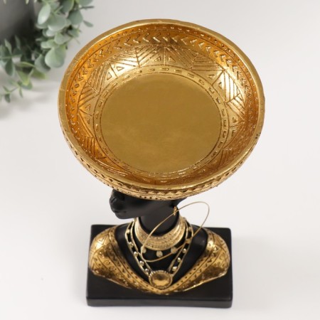 Souvenir Polystone stand "African with a gold plate on the head" 30x17x17 cm-4
