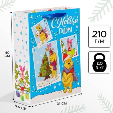 New Year. Gift package, 31x40x11.5 cm, packaging, Winnie bear cub