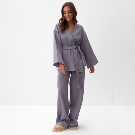 Комплект женский (рубашка на запах, брюки) KAFTAN Basic р.52-54, серый-4