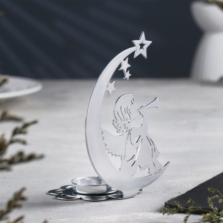 Luna Climber Metal for one candle, 7.1x10.8x14.7 cm, chrome-2